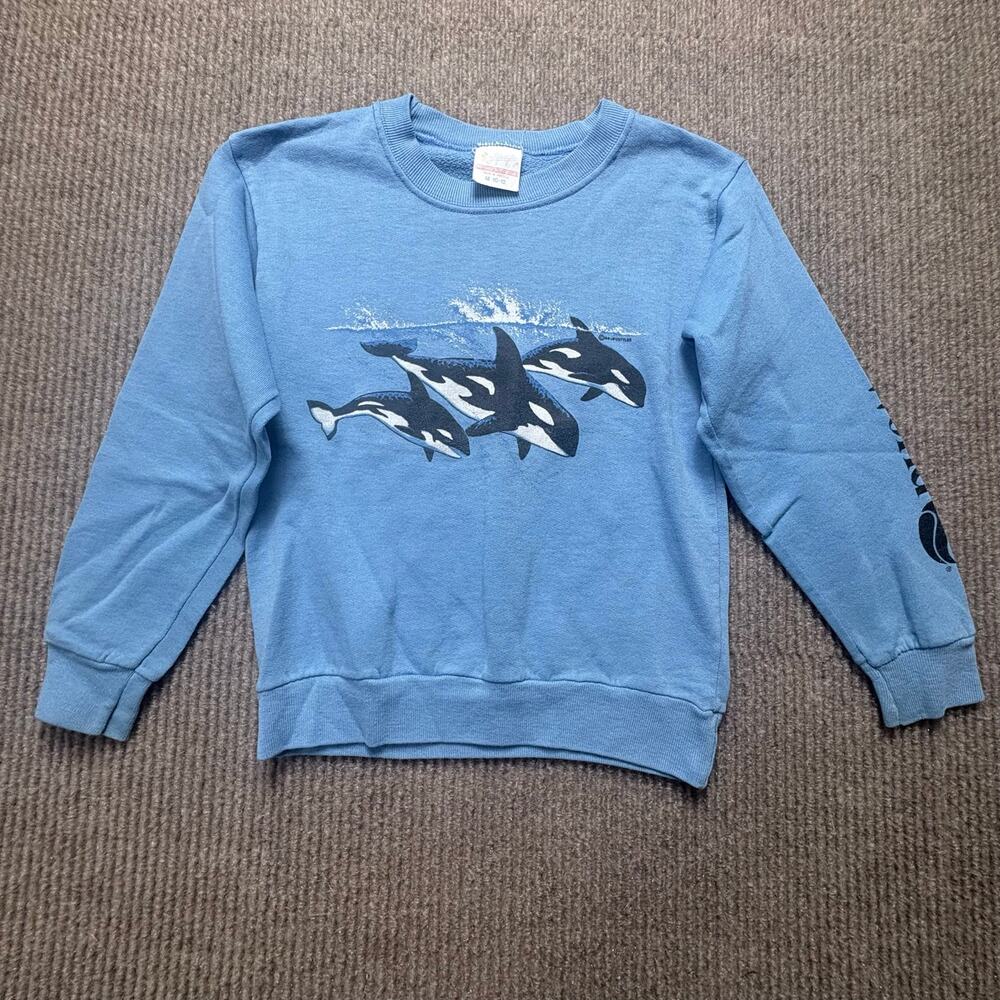 Vintage 1990S SeaWorld Orca Graphic Sweatshirt Kids Size 10/12